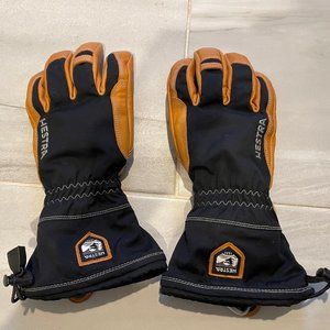 Mens Hestra Winter Ski Narvik Leather Glove - Wool Terry Removal Liner Size 9